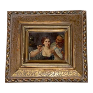 19th Century Grand Tour Oil Painting, Ignazio Curion 1828-1908, After Angelo Caroselli "Allegory of Vanity"