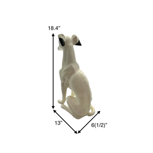 Folk Art Dog Sculpture Ceramic Whippet Statue Grey Hound Figurine Signed Dated 79 For Sale - Image 3 of 10