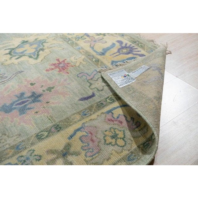 2020s 8x10 Green Hand-Knotted Wool Pastel Floral Field Classic Traditional Carpet Rug For Sale - Image 5 of 7