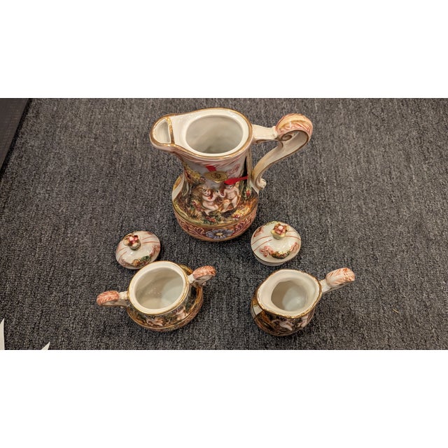 Hollywood Regency Mid 20th Century Capodimonte Chocolate Demitese Set For Sale - Image 3 of 14