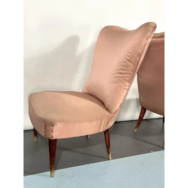 Mid-Century Modern Set of Vintage Italian Pink Club Armchairs, 1950s For Sale - Image 3 of 12
