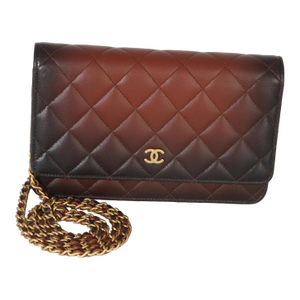 Brown Ombre Quilted Lambskin Classic Wallet On Chain