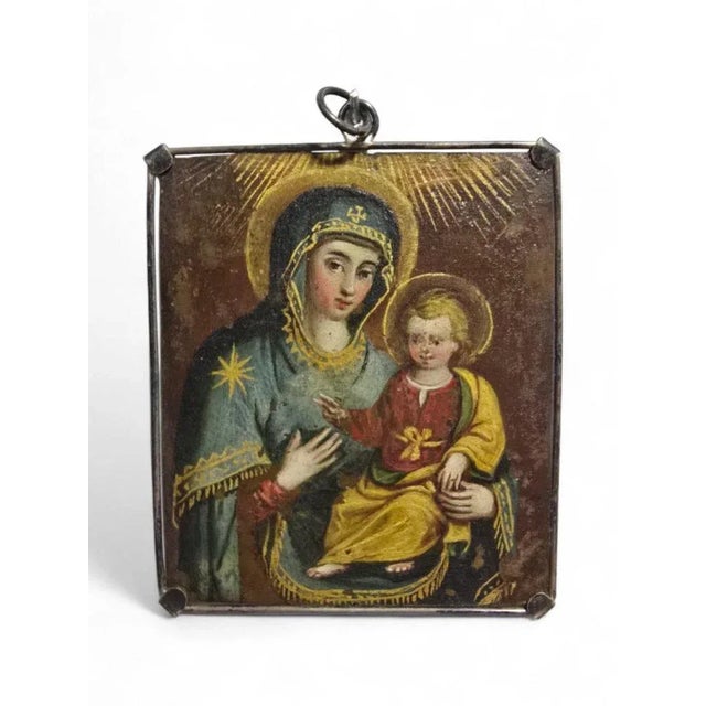 Double-Sided Diptych with Saint Nicholas of Tolentino & Virgin and Child, 1650, Oil on Copper For Sale - Image 7 of 13