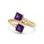 Elegant, modern, and deeply romantic. This beautiful "Toi et Moi" (You and Me) bypass ring features two vibrant 4x4mm...