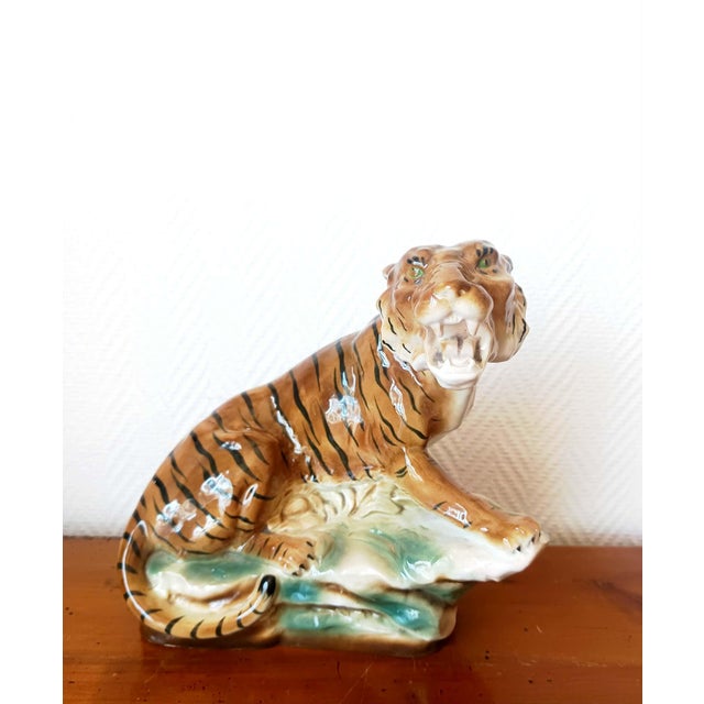 Glazed Ceramic Tiger, 1940-1950 For Sale - Image 9 of 11