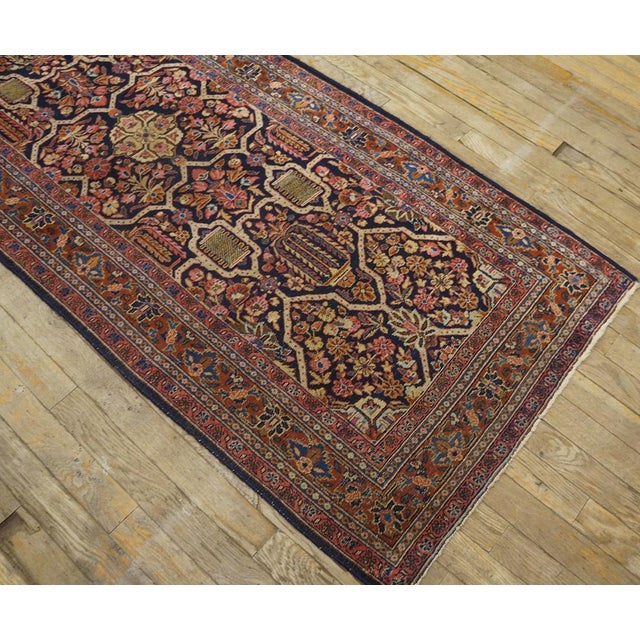 1920s Black Geometric Antique Persian Sarouk Rug 2' 7'' X 19' 0'' Handknotted Wool Carpet For Sale - Image 11 of 18