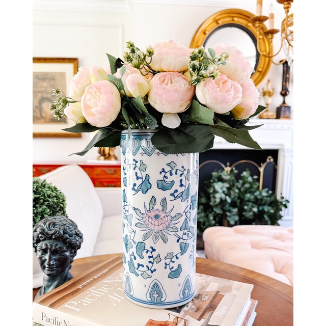 Ceramic Vintage Chinese Petite Pastel Famille Verte Lotus & Vine Vase For Sale - Image 7 of 7