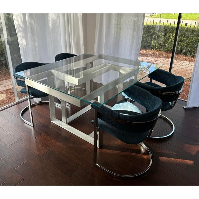 Offered up for sale are 4 immaculate Vittorio Introini by Sabot Italian modern dining chairs from 1970. They are in very...