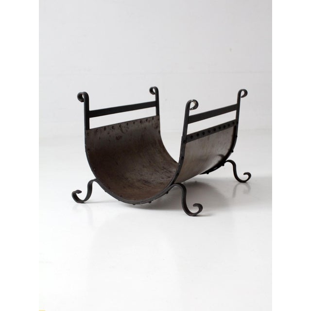Vintage Iron and Steel Fireplace Log Holder For Sale - Image 10 of 17