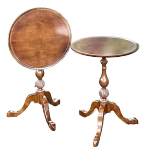 Bombay Company Solid Cherry Tilt Top Candlestands - A Pair
