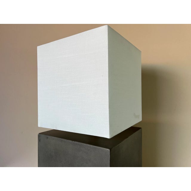 Contemporary Modern Concrete Cube Table Lamp W/ Shade/ Sold For Sale - Image 3 of 12