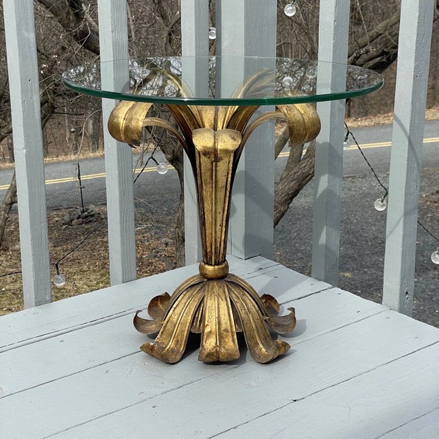 S. Salvadori Firenze Mid-Century Modern Gilt Regency Metal Italy Table Glass Top For Sale - Image 9 of 18
