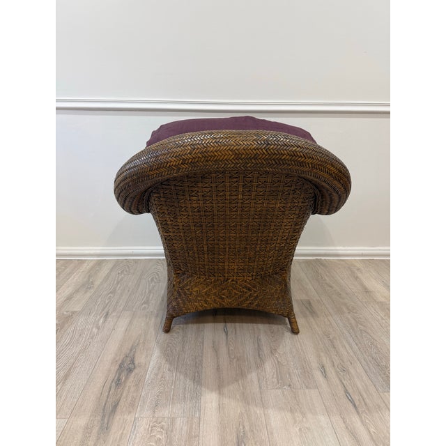 French Vintage Wicker Armchair With Ottoman by Chez Pluie For Sale - Image 12 of 12