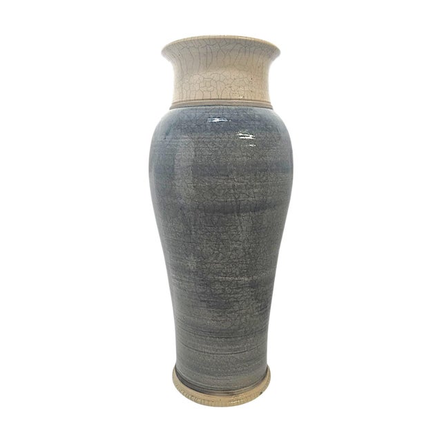 Ceramic 1991 James & Kathleen Fox River Pottery Large California Studio Floor Vase For Sale - Image 7 of 11