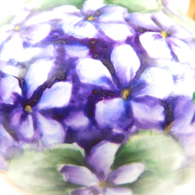 Contemporary Late 18th Century Green Jean Pouyat Limoges Chocoalate Pot Teapot With Purple Flowers For Sale - Image 3 of 9