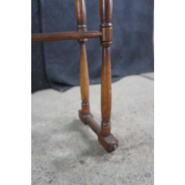 Mid 20th Century Vintage Early American Style Turned Oak Towel Quilt Blanket Rack Stand Holder For Sale - Image 5 of 11