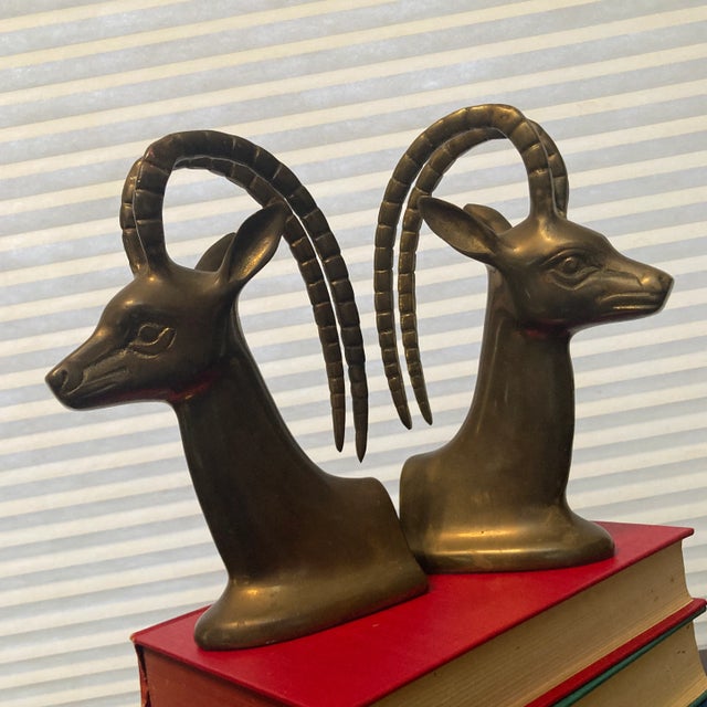 1960s Rosenthal Netter Brass Gazelle Vintage Bookends- a Pair For Sale - Image 10 of 13