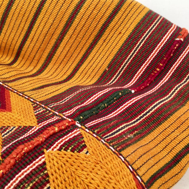 Vintage Handwoven Tribal Nigerian Kente Cloth Wedding Blanket Textile For Sale In Los Angeles - Image 6 of 12