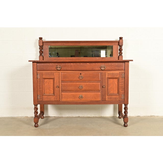 Stickley Brothers Antique Mission Oak Arts & Crafts Sideboard or Bar Cabinet, Circa 1910 For Sale - Image 16 of 16