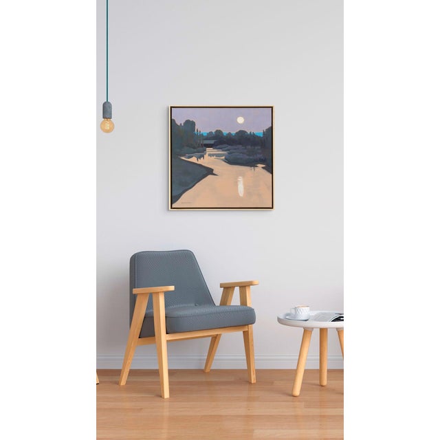 Early 21st Century Moonrise Over The South Platte by Michael Magrin | Oil on linen depicting a river at moonrise. For Sale - Image 5 of 5