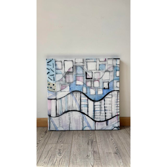 Abstract "Chester Trains Iv” Abstract Expressionism Acrylic Painting by Paula DeStefanis For Sale - Image 3 of 5