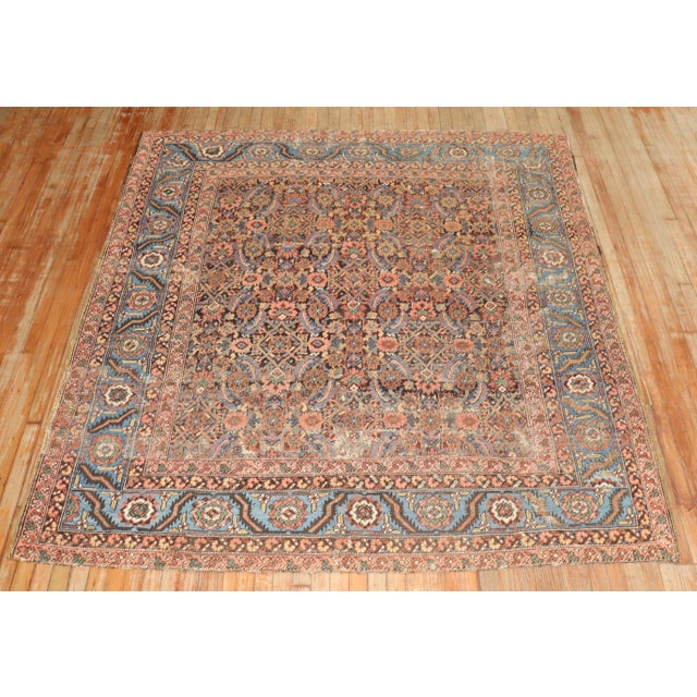 Late 19th Century Antique Zabihi Collection Square Persian Bakshaish Rug - 7'1" x 8' For Sale - Image 5 of 12