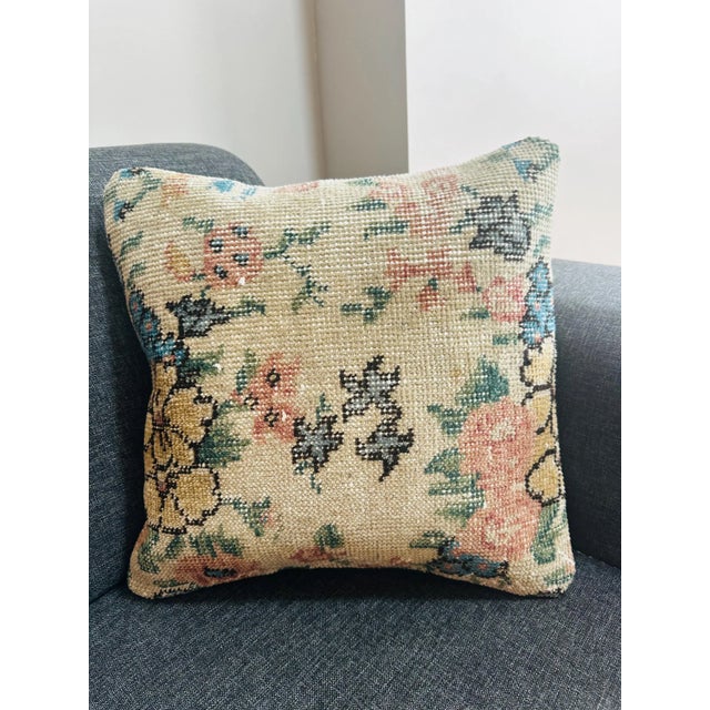 Add a touch of timeless elegance to your home with this one-of-a-kind vintage Turkish Isparta rug pillow cover....