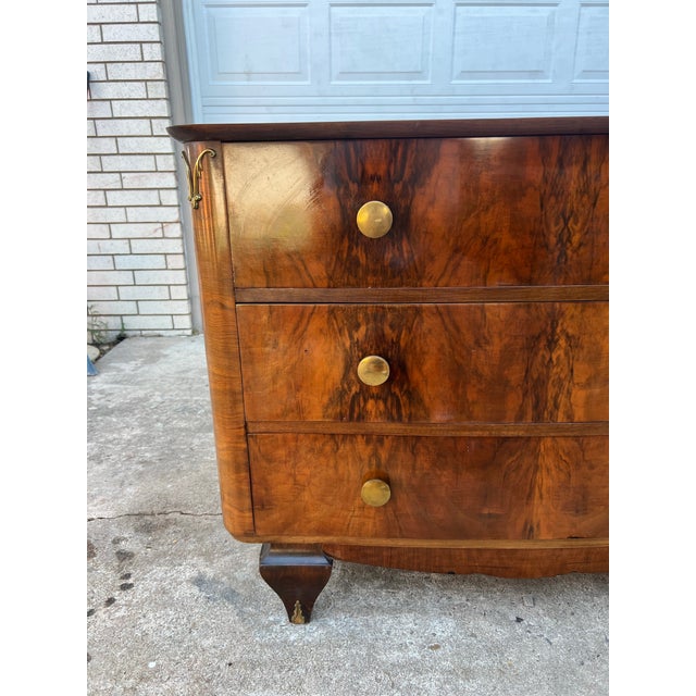 French Art Deco 1930's Solid Walnut Commode / Chest of Drawers For Sale - Image 6 of 12