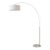 1960s Float Mid Century Floor Lamps - Modern Arc Lamp, White Linen Drum Shade, Satin Nickel, Led Bulb Included For Sale