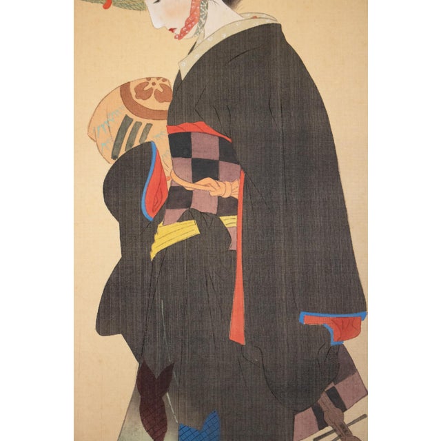 "Kimono Beauty" by Kojo, Japanese Silk Scroll Painting For Sale - Image 11 of 18