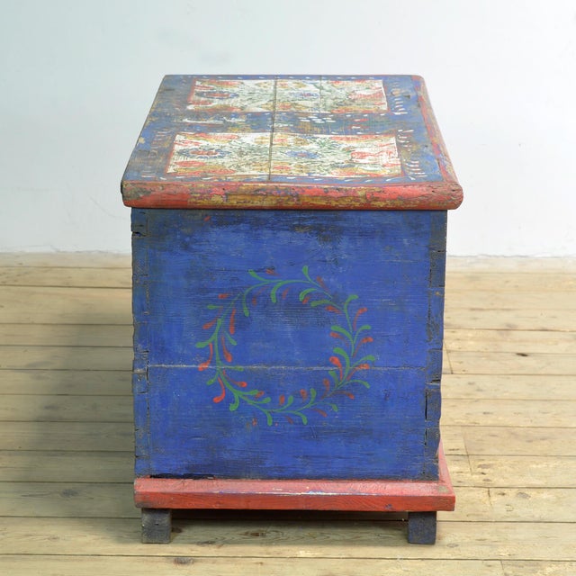 Folk Art Bridal Chest, 1883 For Sale - Image 12 of 14