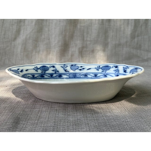 Ceramic Vintage Hand Painted Blue Meissen Serving Dish For Sale - Image 7 of 15