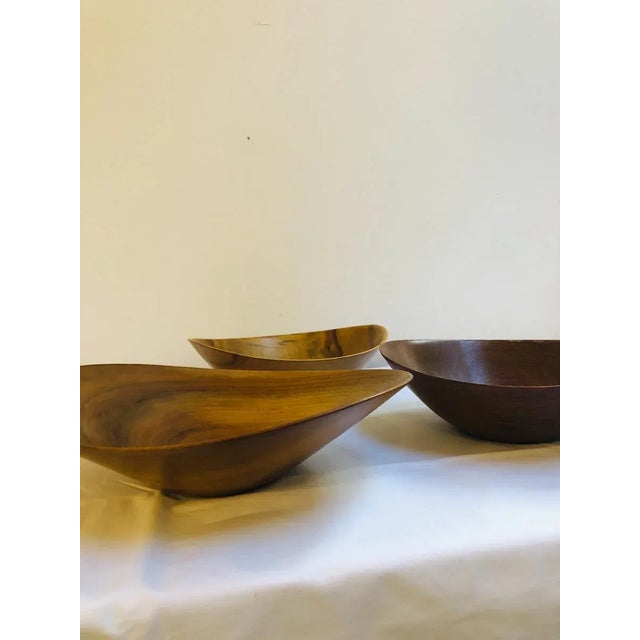Danish Handmade Teak Bowls, 1960s, Set of 3 For Sale - Image 6 of 15