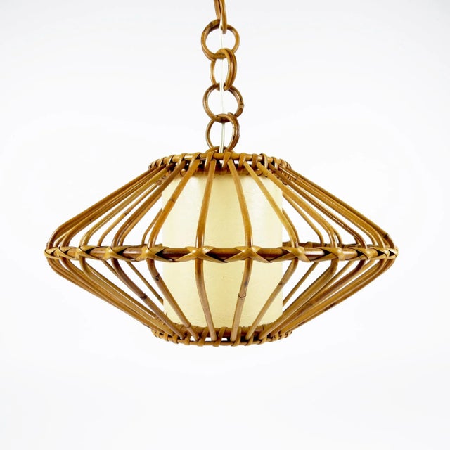 Light Yellow Vintage Bamboo Pendant, 1970s For Sale - Image 8 of 8
