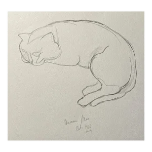 1966 Neil Meitzler Drawing of Minnie Mae the Cat