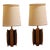 Pair of 1970's Postmodern Oak and Smoked Lucite Table Lamps With Shades For Sale