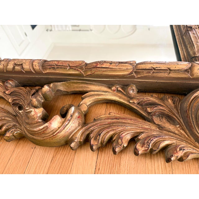 Vintage 20th Century Large Gilt Rococo Carved Mirror For Sale - Image 11 of 14