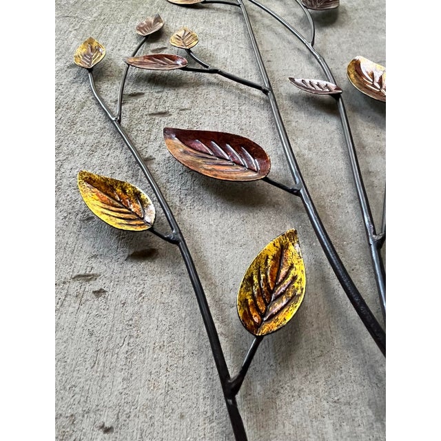 Metal Curtis Jere-Style Metal Gold Amber Leaves Branch Wall Hanging For Sale - Image 7 of 10