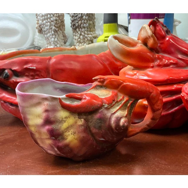 Early 20th Century Maine Coastal Style Lobster Collection Royal Bayreuth Tureen Creamer Sauce Set of Four For Sale - Image 5 of 13