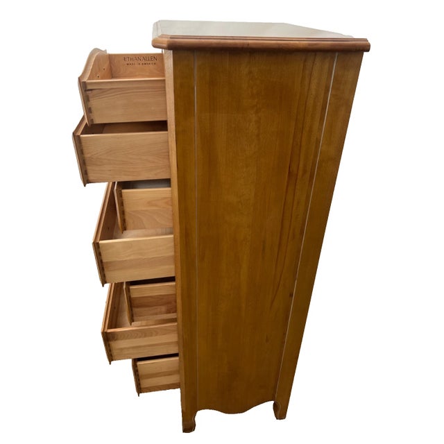 French Country Vintage Ethan Allen Lingerie Dresser French Country Seven Drawers Solid Maple For Sale - Image 3 of 11