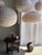 Japanese-Style Round Pink Rattan and Natural Linen Pendant Light For Sale - Image 14 of 18