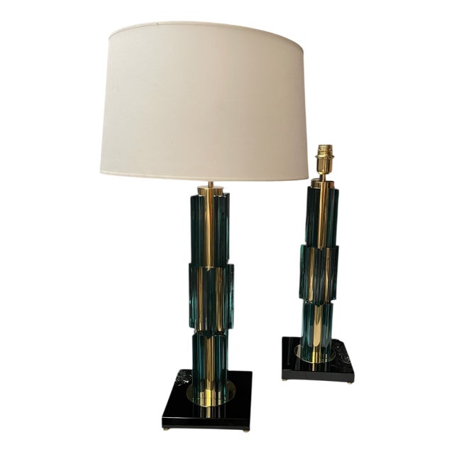 Murano Lamps by Gino Cenedese, 1980, Set of 2 For Sale