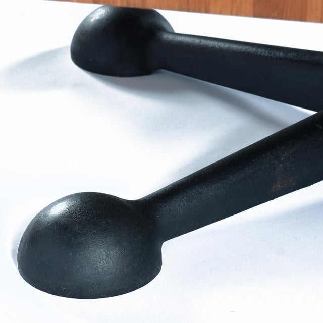 Wood Square 49.5 Inch Danish Teak Butcher Block Coffee Table on Black Iron Base For Sale - Image 7 of 14