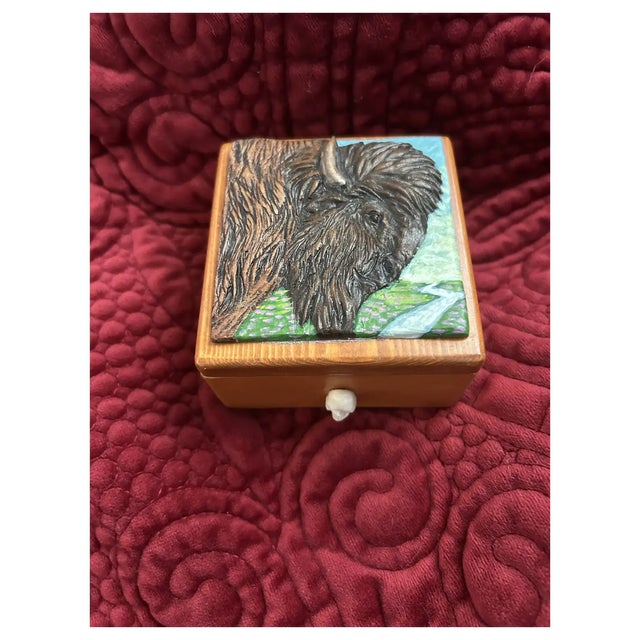 Ooak, Carved,Wood, Buffalo Box/Skull Turquoise For Sale - Image 9 of 10