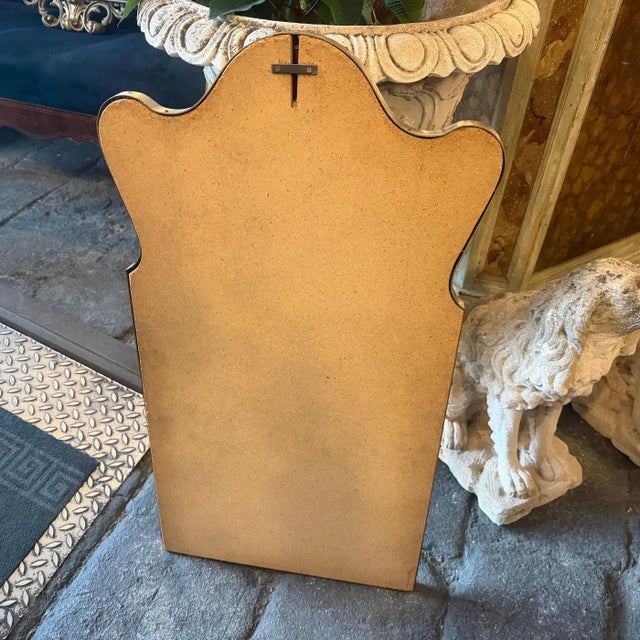 Metal 1950s Gio Ponti Style Mid-Century Modern Solid Brass Well Shaped Wall Mirror For Sale - Image 7 of 14