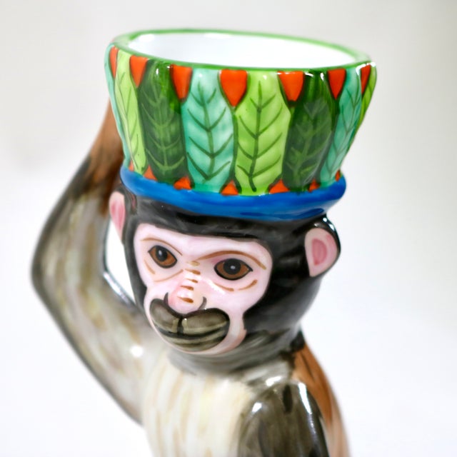 Lynn Chase Porcelain Monkey Business Candle Holder For Sale - Image 10 of 11