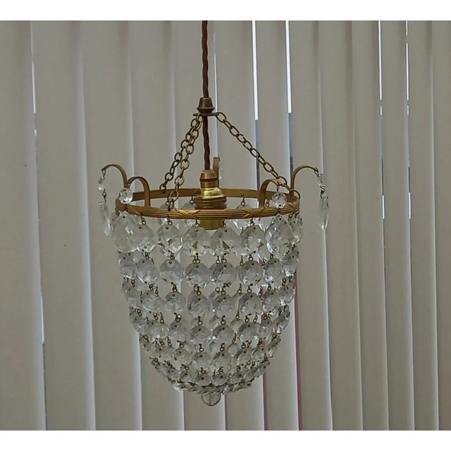 19thc British Empire Bronze W/ Cut Crystal Lantern Style Chandelier Fixture For Sale - Image 9 of 10