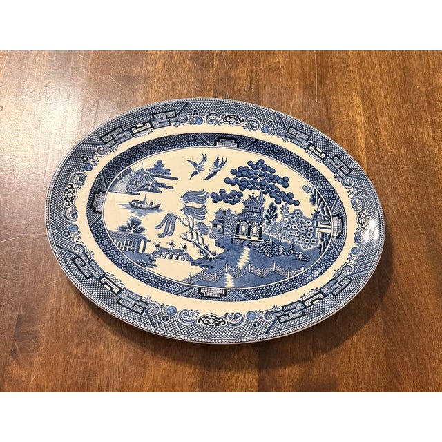 English Blue Willow Serving Platter by Johnson Bros. For Sale - Image 3 of 13