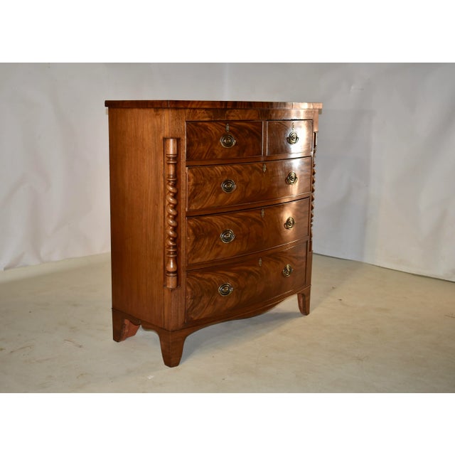19th Century 19th Century English Mahogany Bow Front Chest of Drawers For Sale - Image 5 of 12