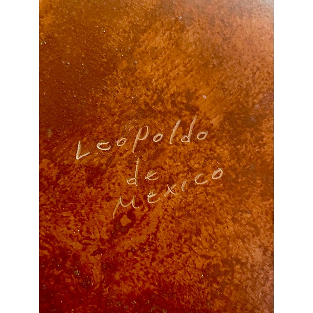 Vintage Leopoldo De Mexico Aztec Red Clay Pottery Pot or Vase For Sale - Image 10 of 10